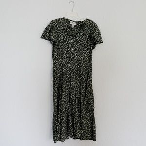 Black & White Floral Midi Dress